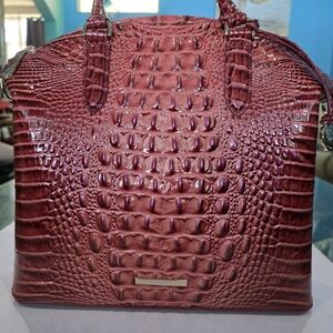 Brahmin Rose Crocodile Embossed Satchel